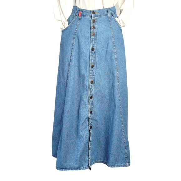 Vintage Dresses & Skirts - Vintage Cobra Jeans denim button down maxi skirt